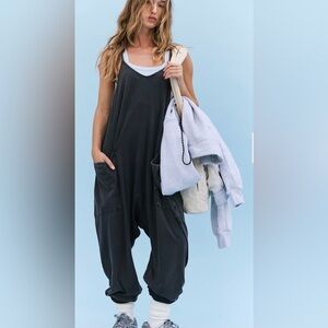 Free People Hot Shot Onesie - washed black